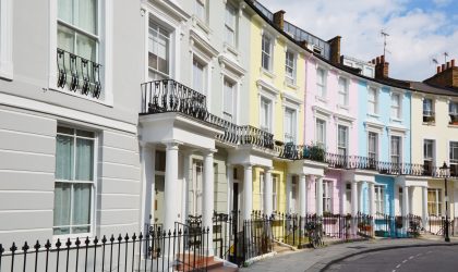 A row of colourful terraced houses